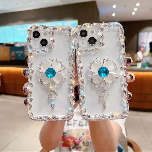 iPhone 14 pro max luxury 3D Flower Diamond Glitter clear - Picture 1 of 9